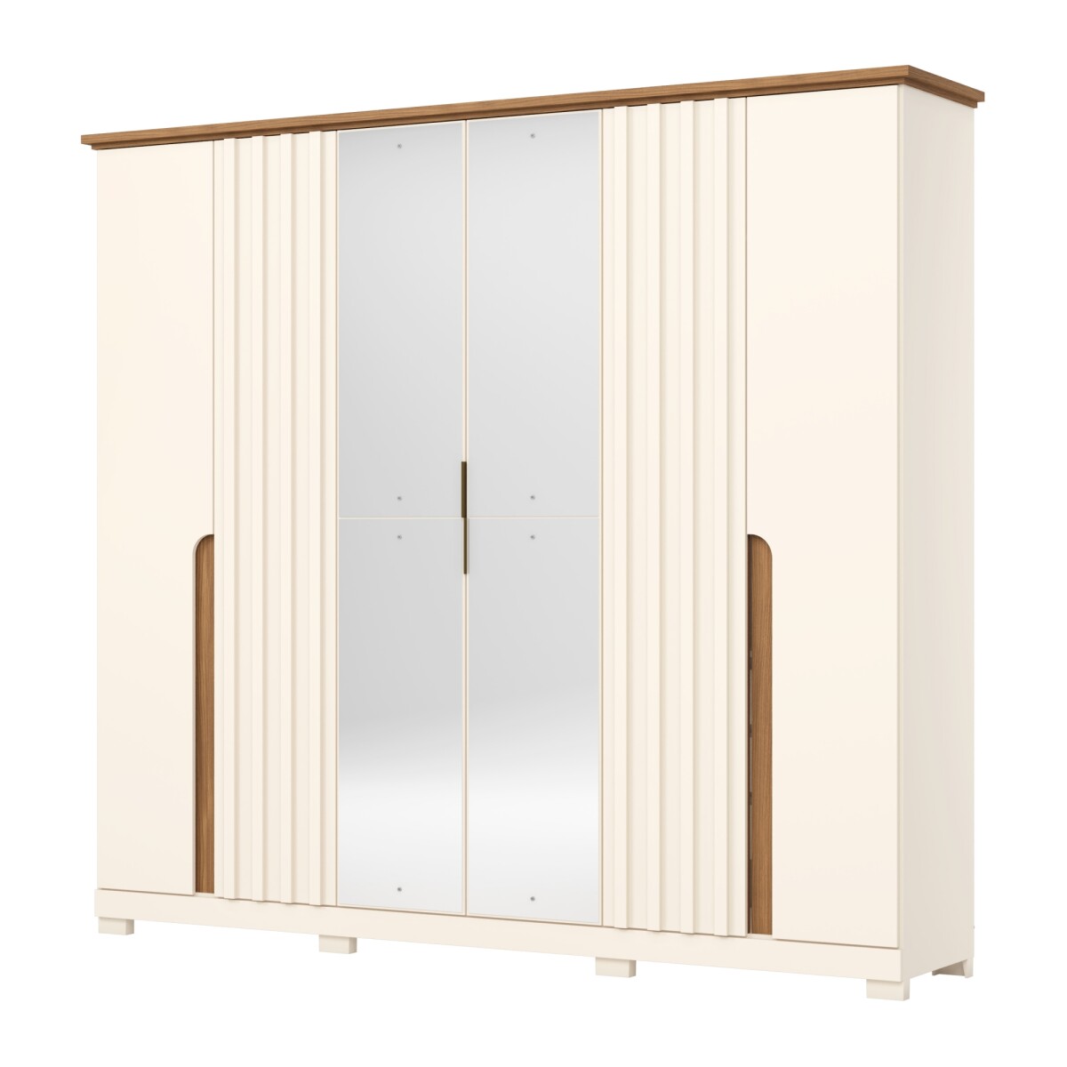 ROPERO NAPOLI 6 PUERTAS 6 CAJONES INTERNOS CON ESPEJO GUARDARROPA CLOSET ARMARIO - OFF WHITE 
