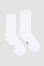 Medias de algodón en colores lisos Blanco