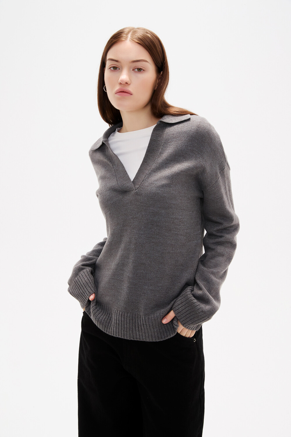 Sweater Dapa Gris Melange Oscuro