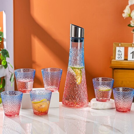 Juego De Botella y Vasos De Vidrio azul