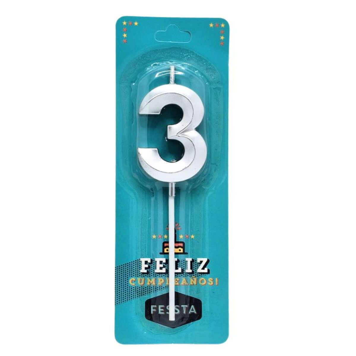 Vela Fessta Número 3D Chica Plateada - TRES 