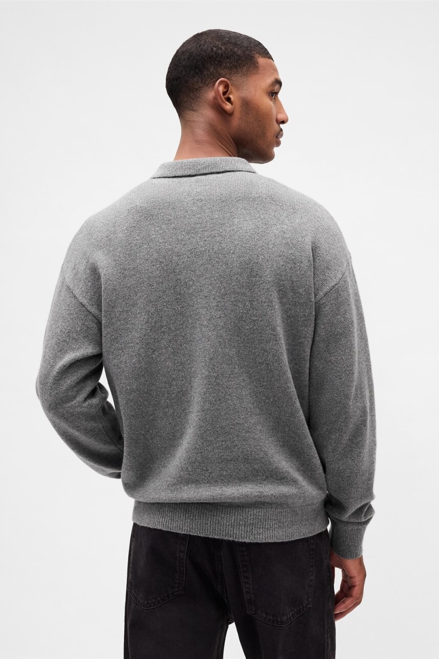 Buzo Tipo Polo Cashsoft Hombre B50 Charcoal Heather