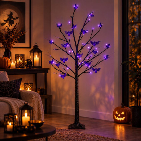 Arbol LED Halloween 165cm con murcielagos Arbol LED Halloween 165cm con murcielagos