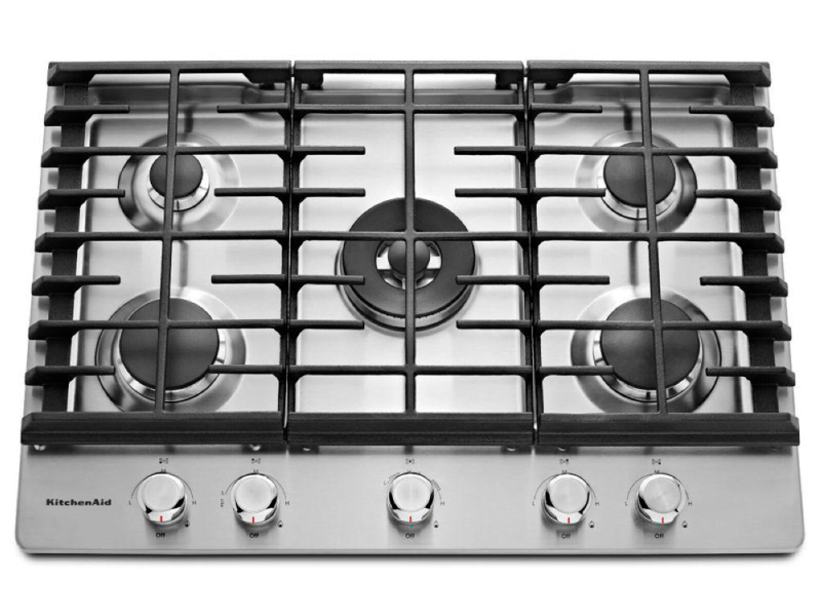 ESTUFA EMPOTRABLE KITCHEN-AID, 30"-76CM, 5 QUEMADORES, A GAS 