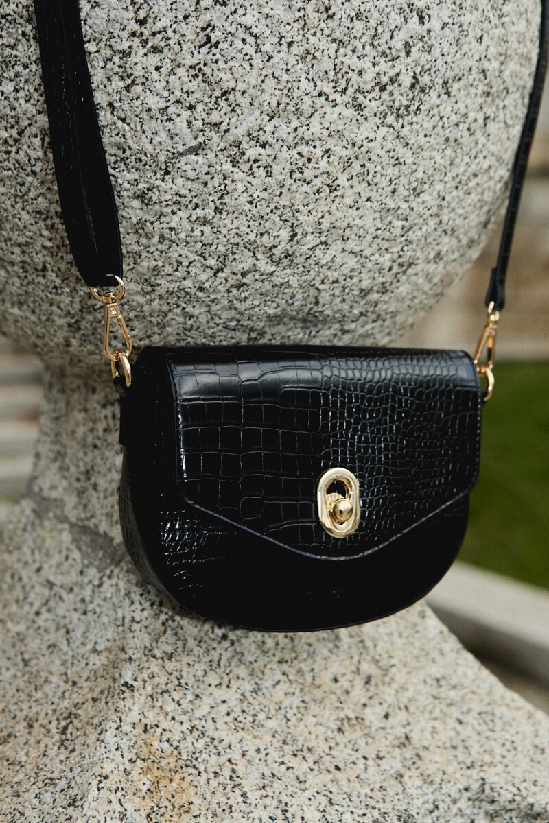 Bandolera textura croco - negro 