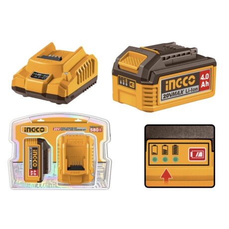 Set Ingco 1 batería 20V 4.0AH + 1 Cargador FBCPK1012 Set Ingco 1 batería 20V 4.0AH + 1 Cargador FBCPK1012