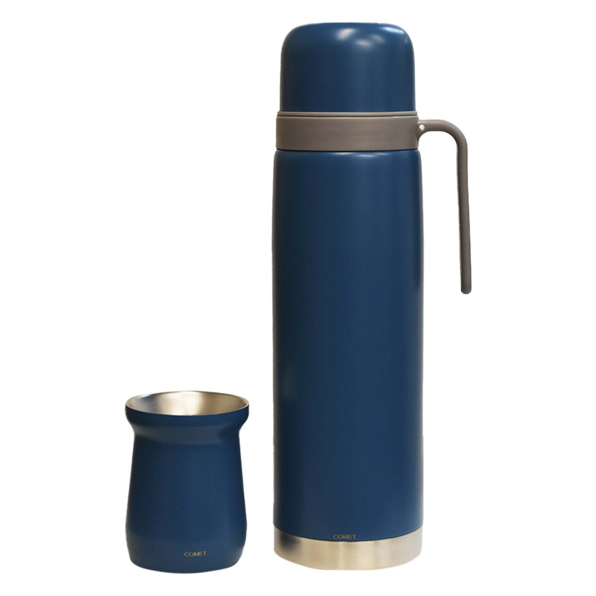 Combo Comet Acero Inox Termo 1Lt Manija Rígida + Mate 160Ml - Azul Petróleo 