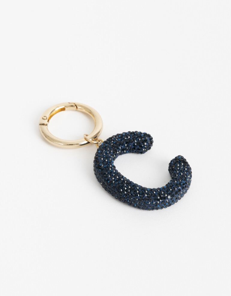 Llavero Strass Llavero Y Bag Charm Strass Letra "c" - Azul Oscuro