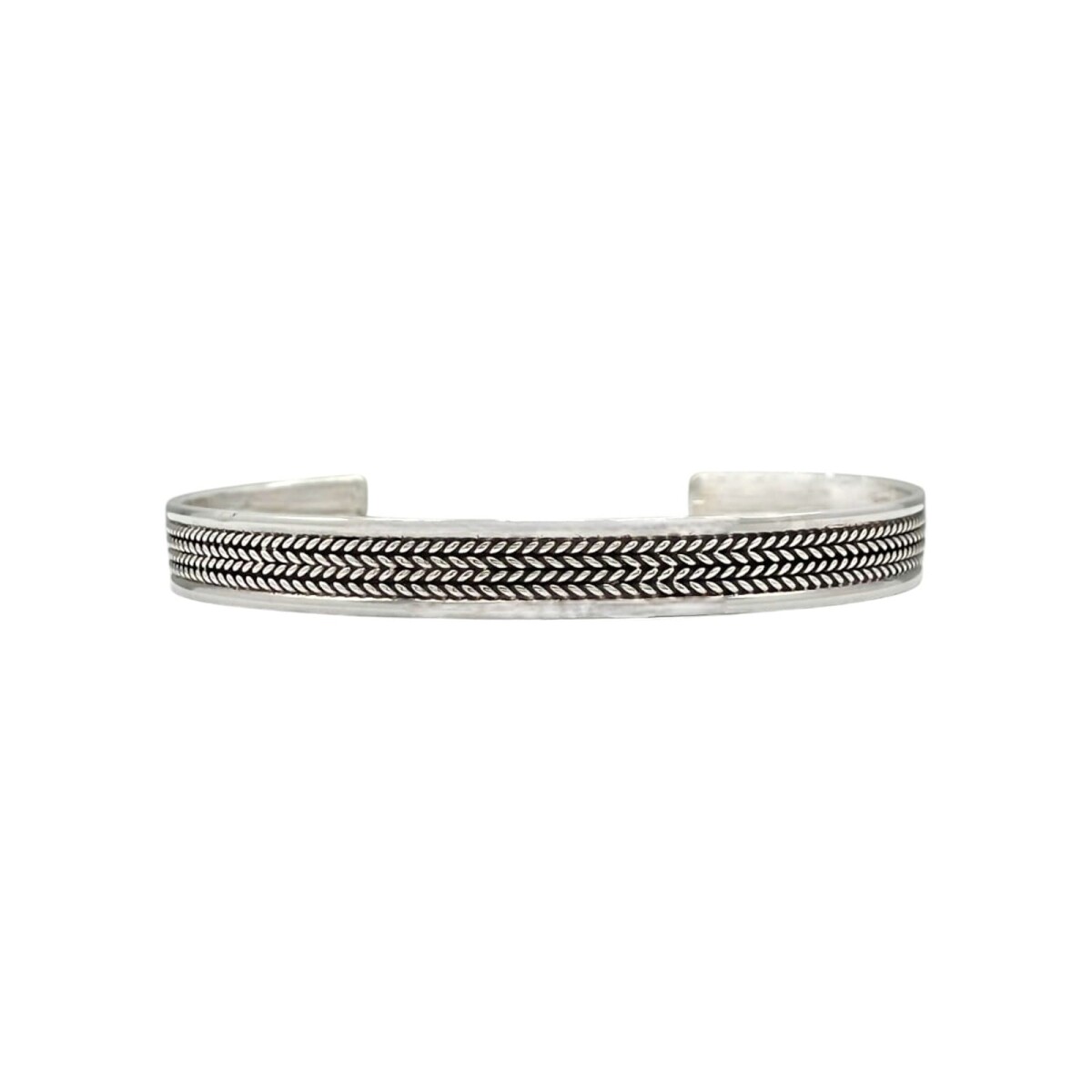 Brazalete trenzado con borde-Plata 925-Sin Piedra-BR3001 - sinpiedra 