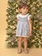 Vestido De Florecitas Con Nido De Abeja Azul Claro