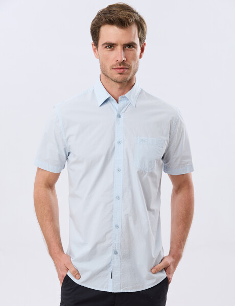 CAMISA LISA DE ALGODÓN Celeste
