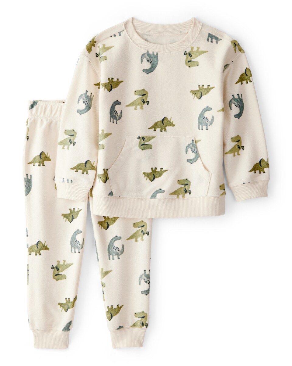 Set dos piezas de algodón, pantalón y buzo, diseño dinos 