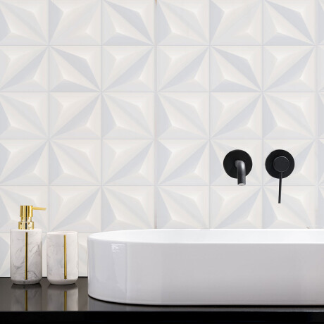 CERAMICA BLANCO 32X57 CON RELIEVE GAMAS DE GRIS