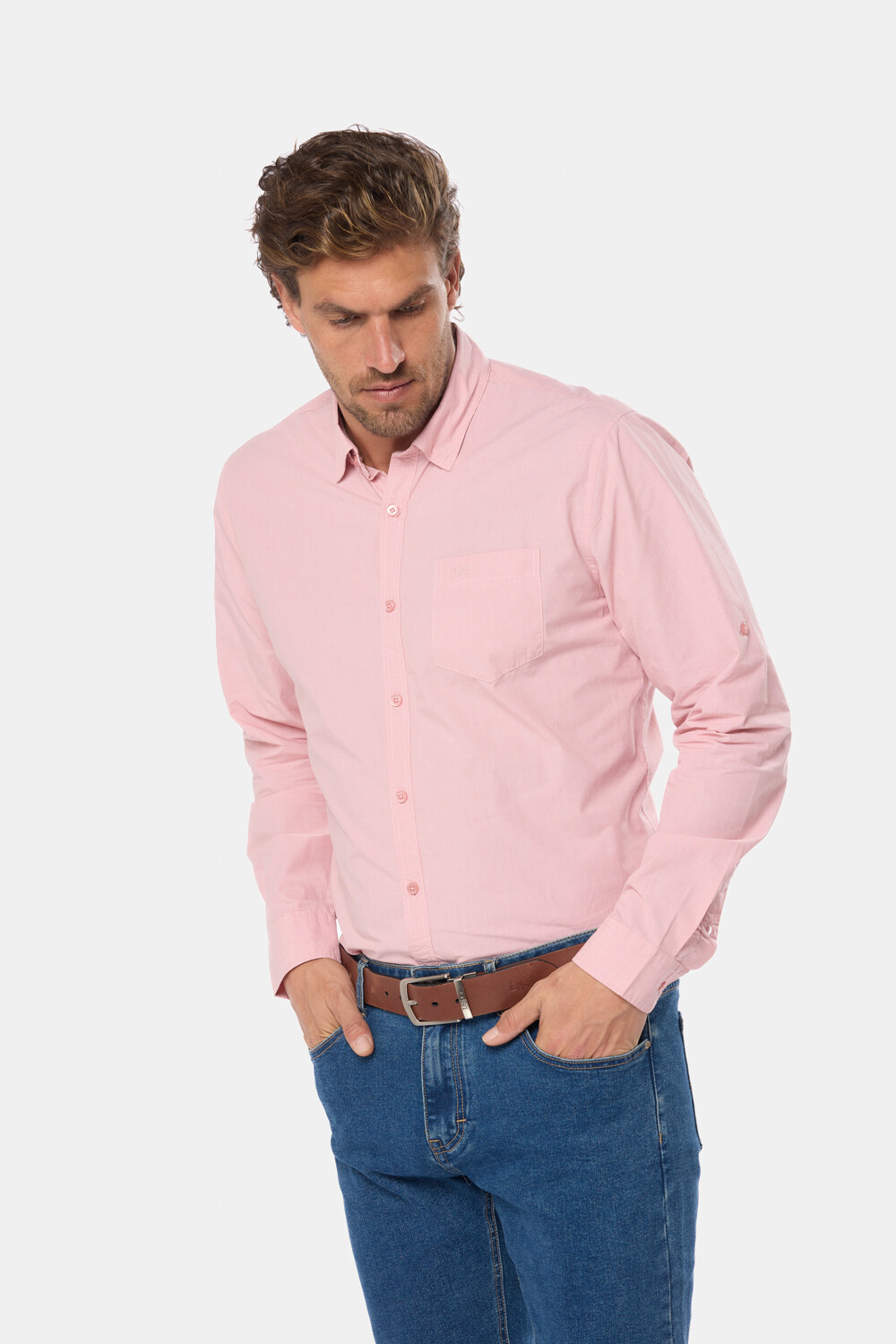 CAMISA CUADROS DE ALGODÓN Rosa