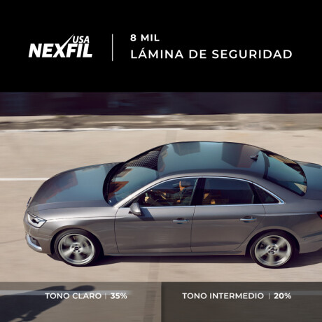 Polarizado Auto. Marca: Nexfil. Tono: Intermedio. 200 Micrones Polarizado Auto. Marca: Nexfil. Tono: Intermedio. 200 Micrones