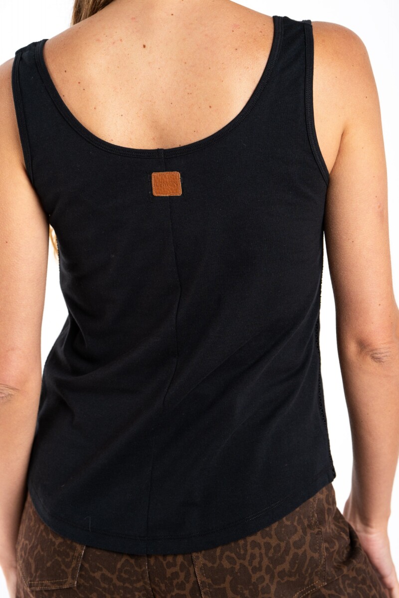 Musculosa Algodón Peinado Negro
