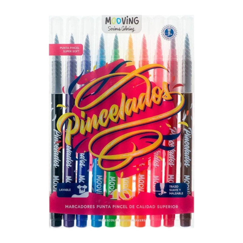 Marcadores Mooving Punta Pincel 10 Colores Marcadores Mooving Punta Pincel 10 Colores