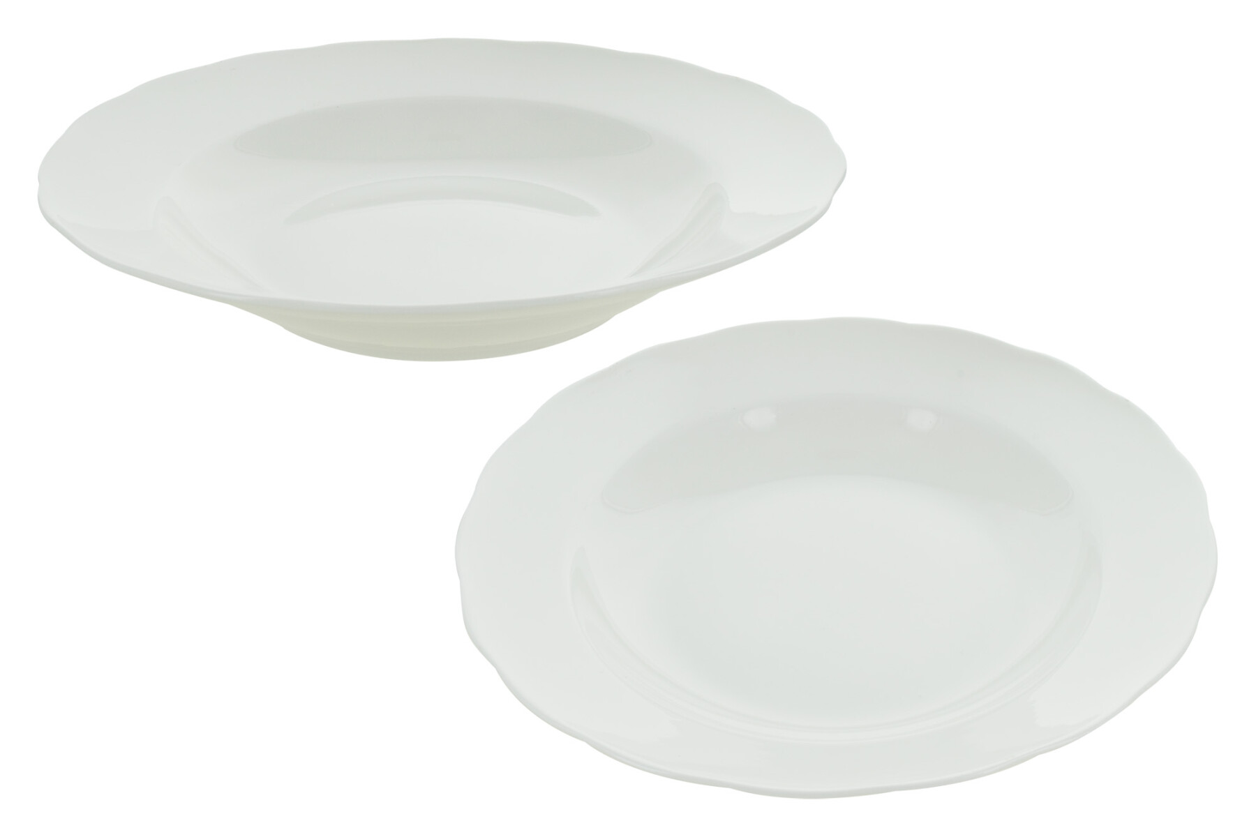 PLATO HONDO CERAMICA BLANCA 21.5X4CM DETALLE ONDAS EN BORDE 17792 Q48 M1 