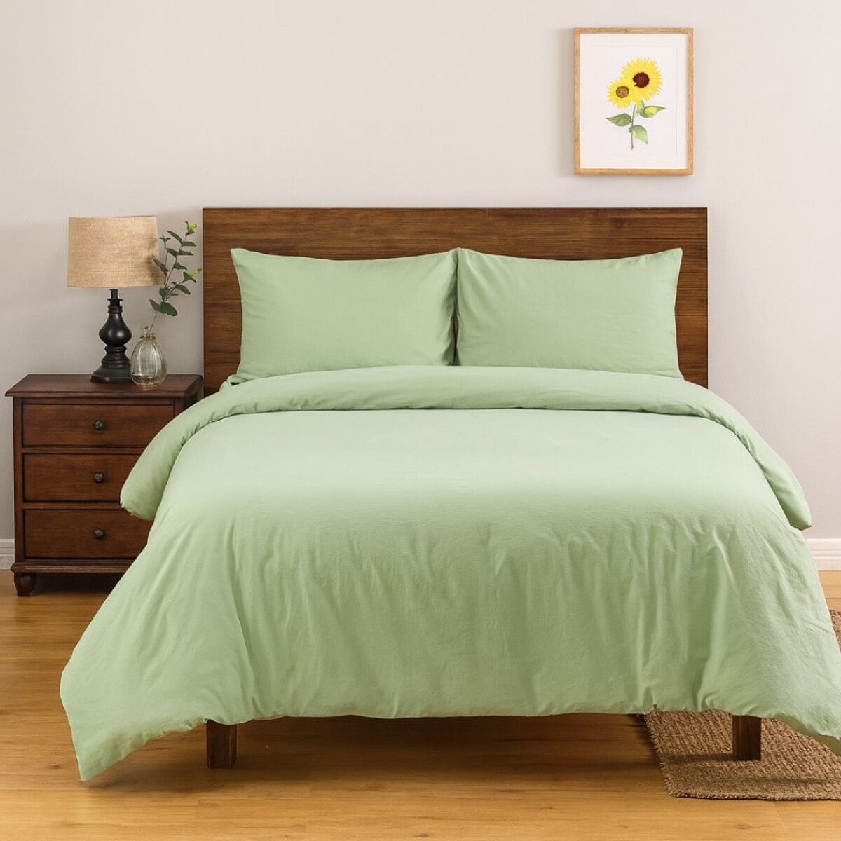 JUEGO DE SABANA BERLINA 1 PLAZA + FUNDA VERDE 