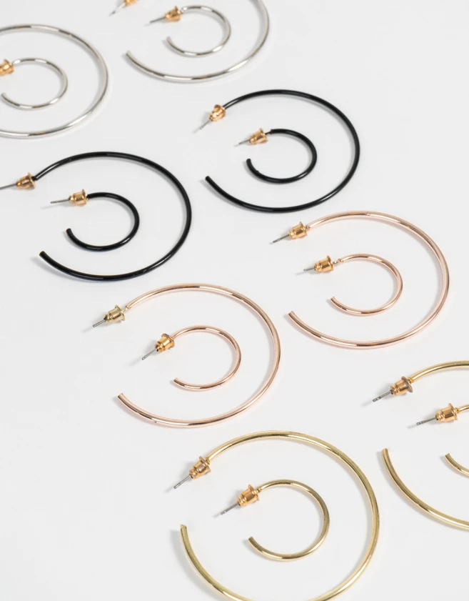 Aros Argollas Set Mix plating Set De Argollas Mix Plating - Combinacion Tricolor