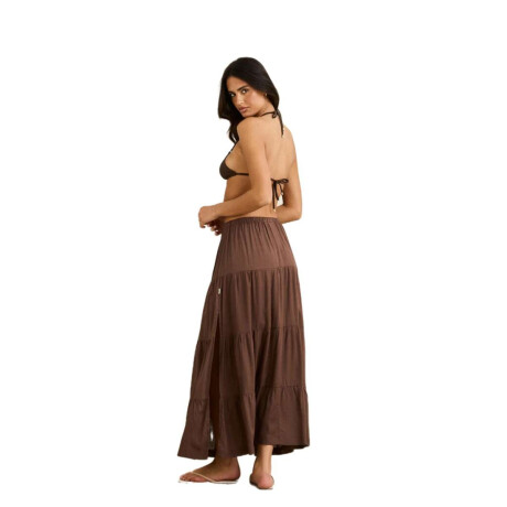 Pollera Rhythm Classic Tiered Maxi Skirt Marron