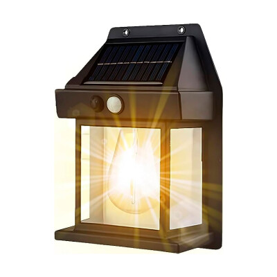 Lámpara Farol Led De Pared 888 Carga Solar Negro Lámpara Farol Led De Pared 888 Carga Solar Negro