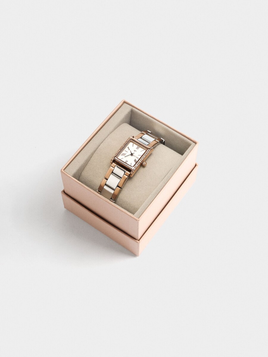 Reloj Bicolor Con Pulsera De Acero Inoxidable bicolor