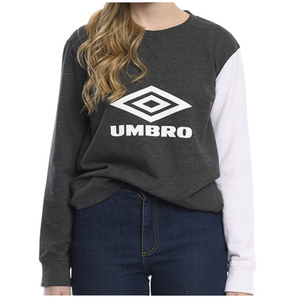 Buzo de Mujer Umbro Cutts - Negro Melange - Blanco 