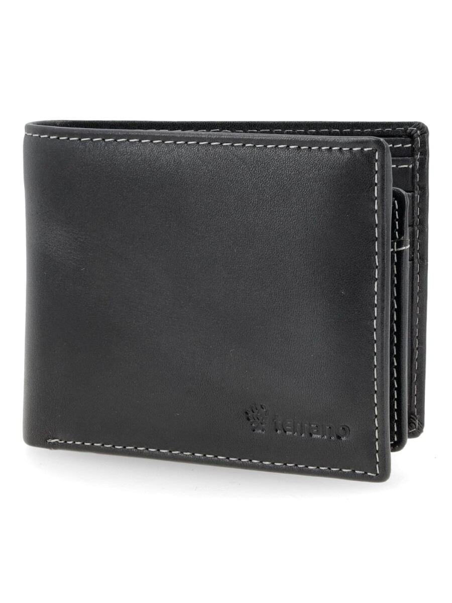 Billetera Cuero Premium con Volante interior - Negro 