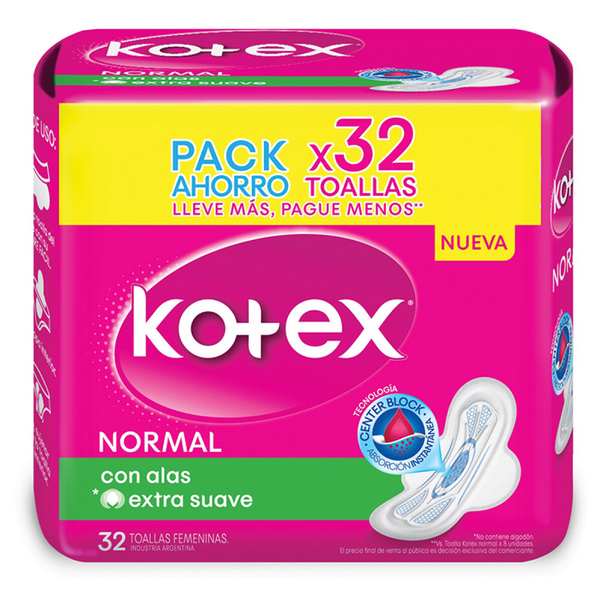 Kotex toallas femeninas - Normal c/alas x32 