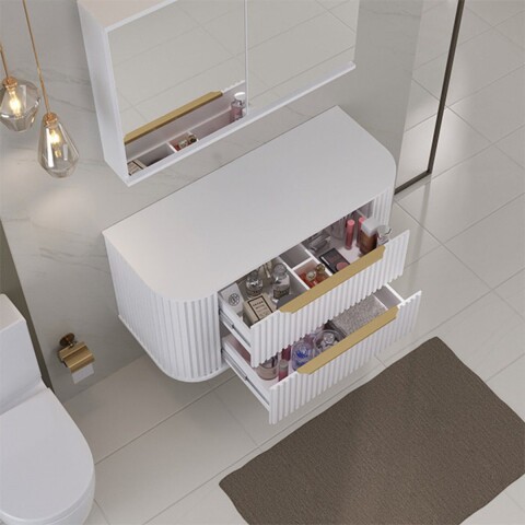 Mueble de baño Suspendido Alice Blanco 100cm sin bacha Mueble De Baño Suspendido Alice Blanco 100cm Sin Bacha