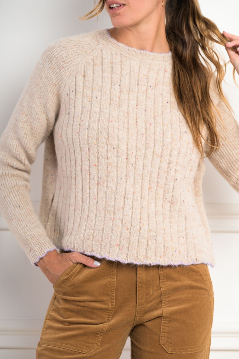 Sweater Bouttonne - Beige Melange 