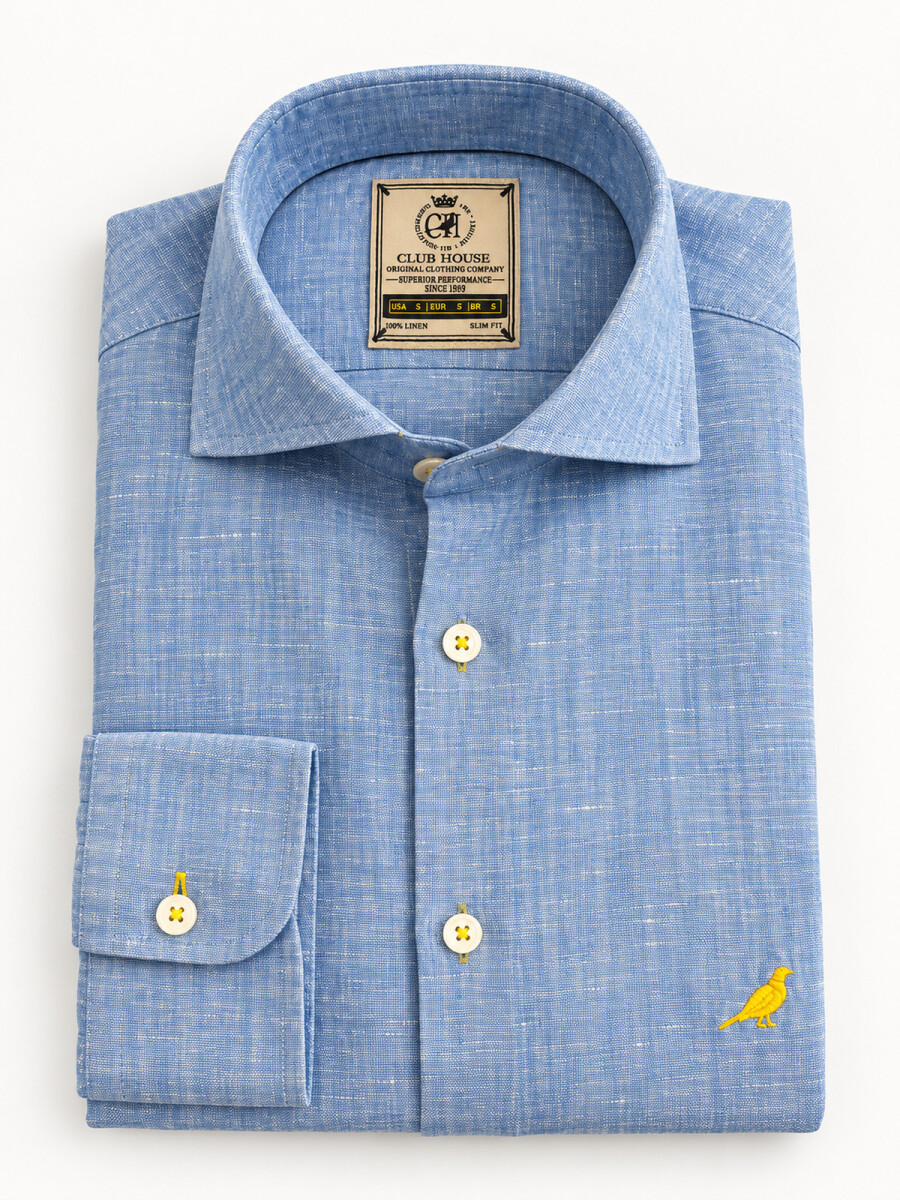 Camisa Lino Nogal - Washed Sky 