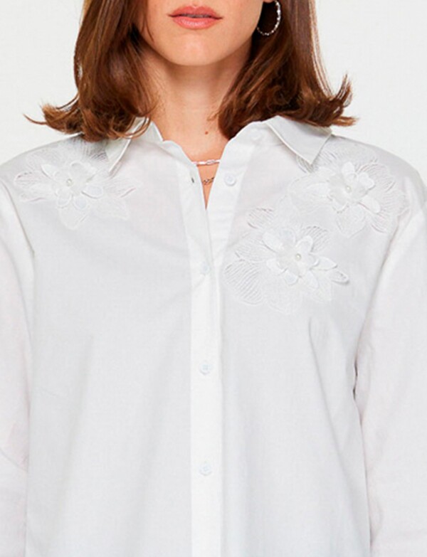 Camisa Bordada & Frunces BLANCO