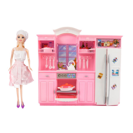 Muñeca con mueble de cocina y accesorios Muñeca con mueble de cocina y accesorios