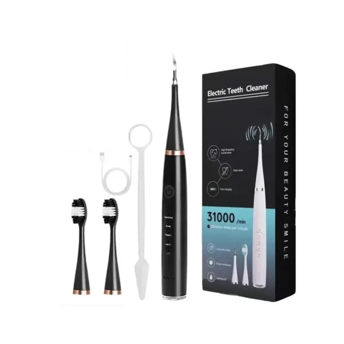 Limpiador Bucal Quita Sarro Recargable USB - NEGRO 