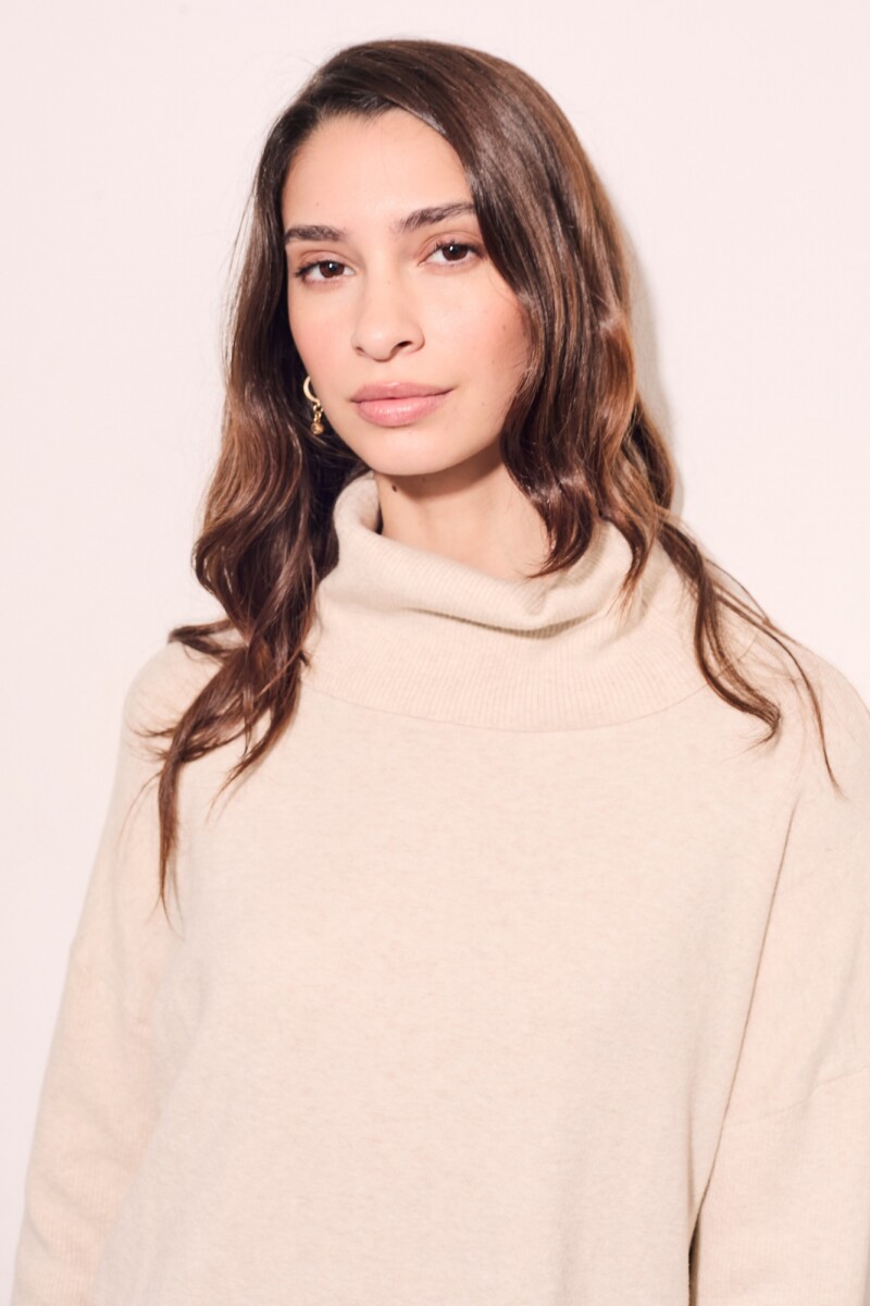 Polera Algodón Elastano Beige Melange