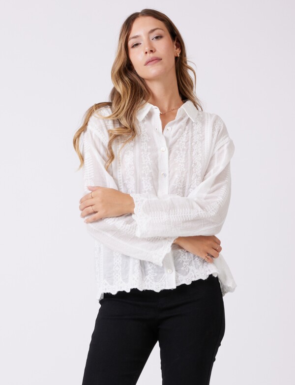 Camisa Algodon Bordada BLANCO