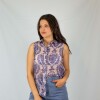 Camisa Sin Mangas Leaves Flower Blue