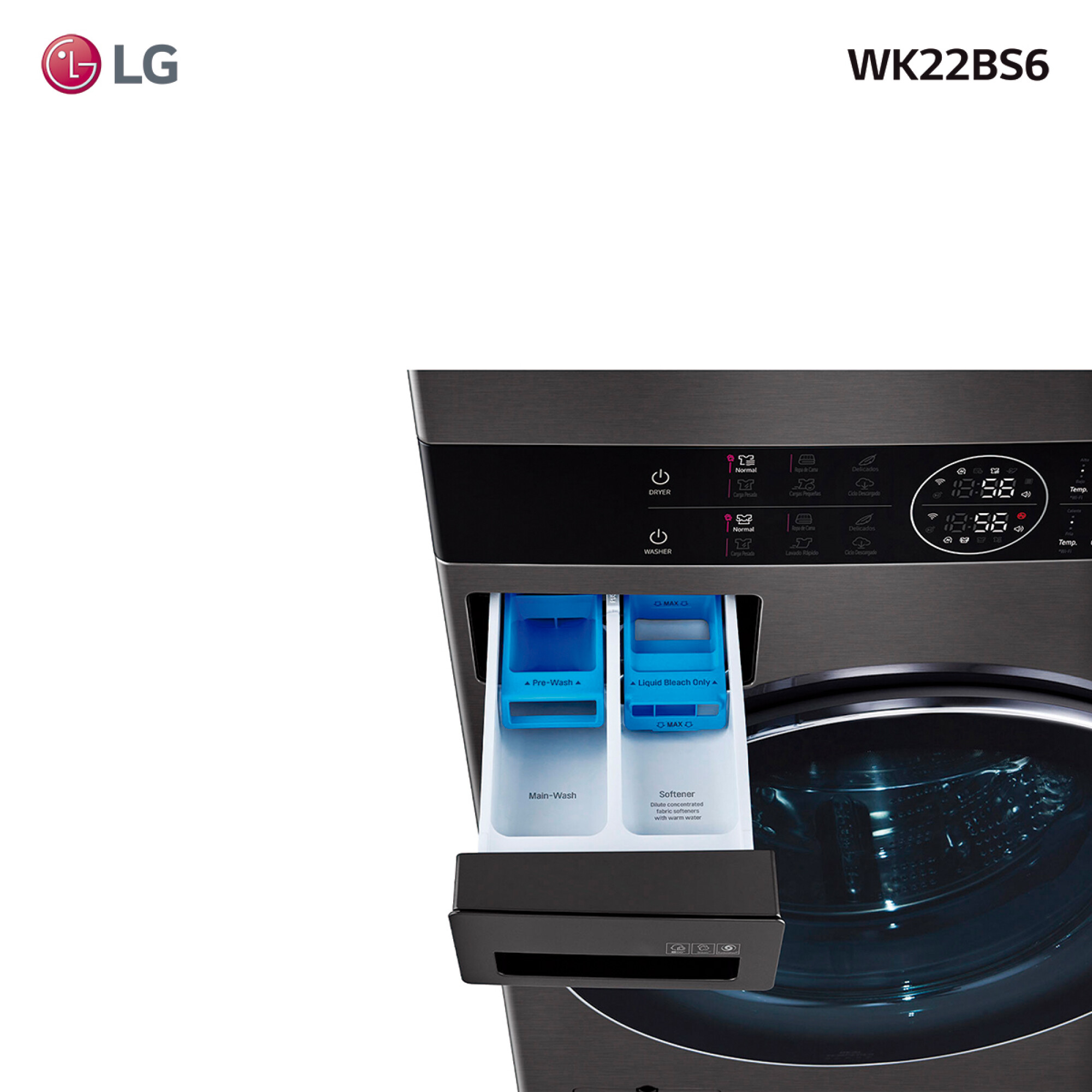 Torre de lavado y secado LG Washtower 22KG WK22BS6 Negro