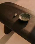 Mesa de centro Pirita de madera maciza de roble con acabado negro, 146 x 56,5 cm FSC 100%
