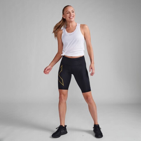Light Speed Mid-Rise <br /> Compshort - Mujer Black/gold Reflective