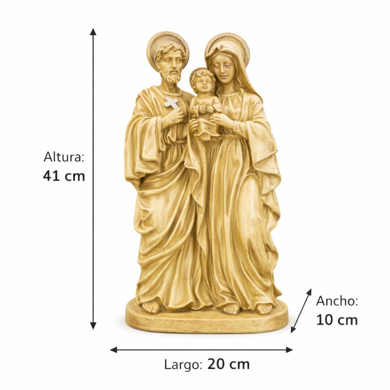 Sagrada Familia de Pie de Cerámica Pintada a Mano con Detalles en Estaño Sagrada Familia de Pie de Cerámica Pintada a Mano con Detalles en Estaño