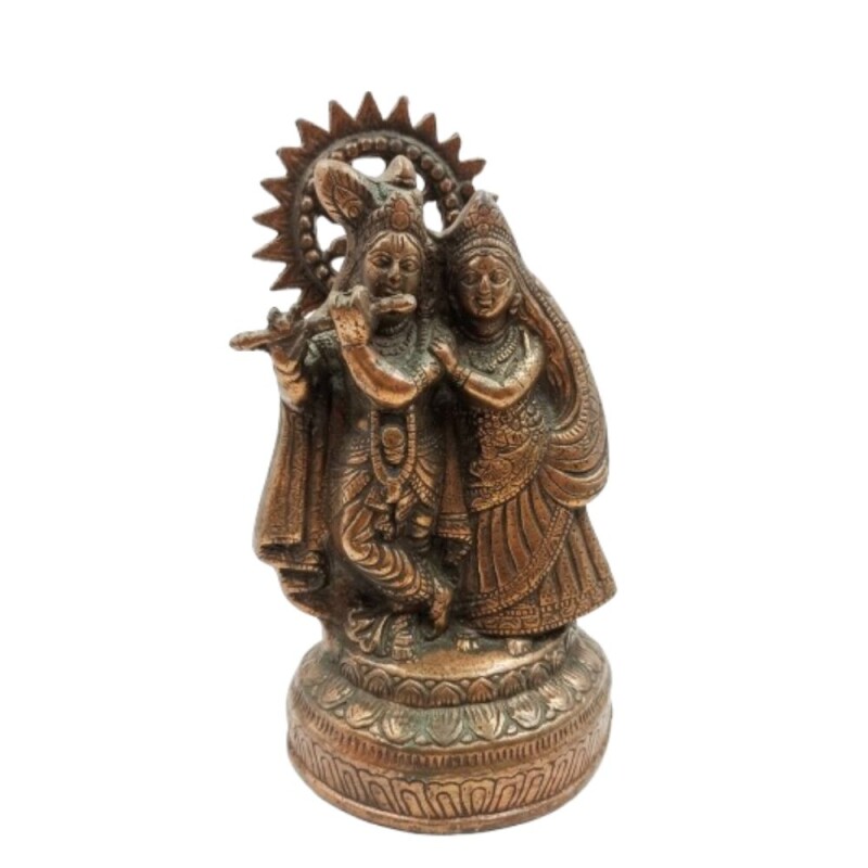 KRISHNA Y RADHA DE METAL COBRIZO 599/24 X 14 Cm
