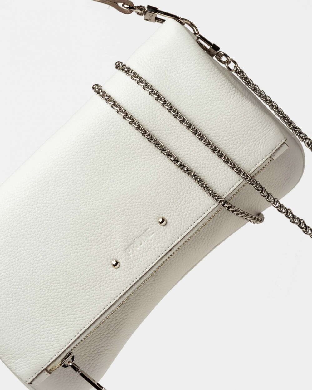 Bandolera Curve en cuero graneado Blanco