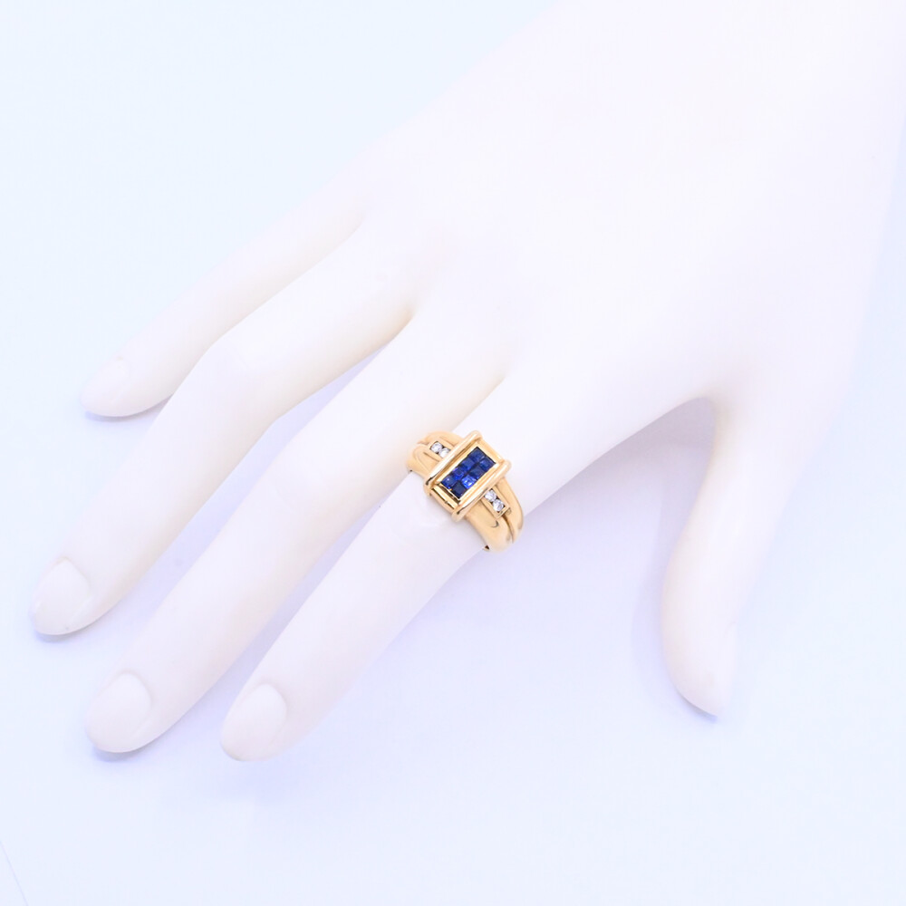 Anillo oro 18K con brillantes y zafiros Anillo oro 18K con brillantes y zafiros