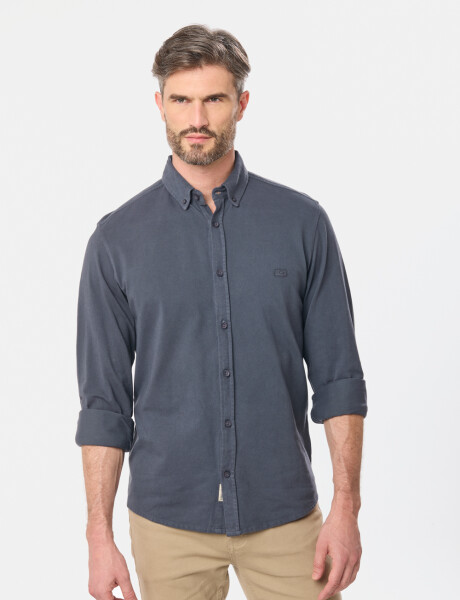CAMISA PIQUE LISA MANGA LARGA Azul