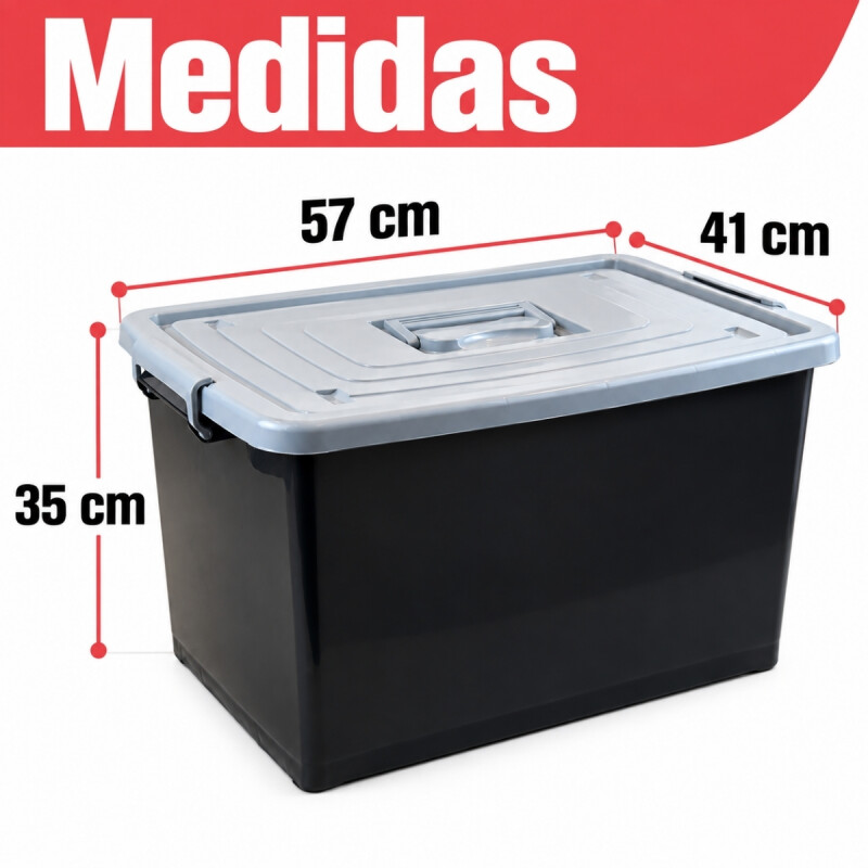 Caja organizadora 50 lts NEGRO Y GRIS