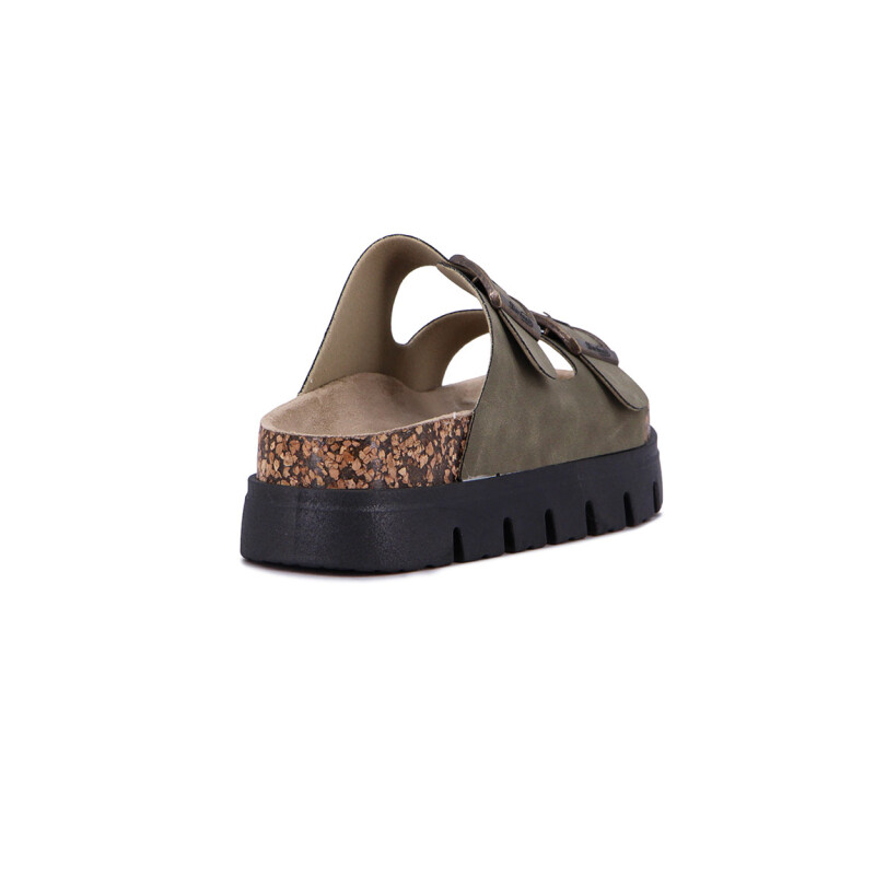 Sandalias Mujer Darkness Plataforma Y Hebillas Verde