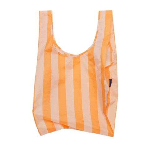 Bolsa Re-utilizable de Nylon Reciclado, Impermeable Tangerine Wide Stripe